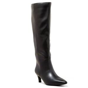 Women's Black Kendra Kitten Heel Tall Dress Boots with Memory Foam Insole New
